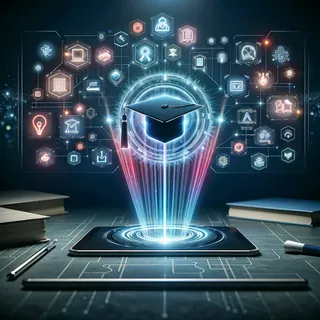 Diploma digital emergindo de um tablet, simbolizando agilidade e legitimidade.